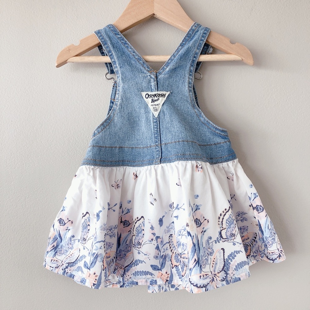 ❗️OshKosh B'gosh Blue Denim and White Floral Skirtall - Picture 3 of 13